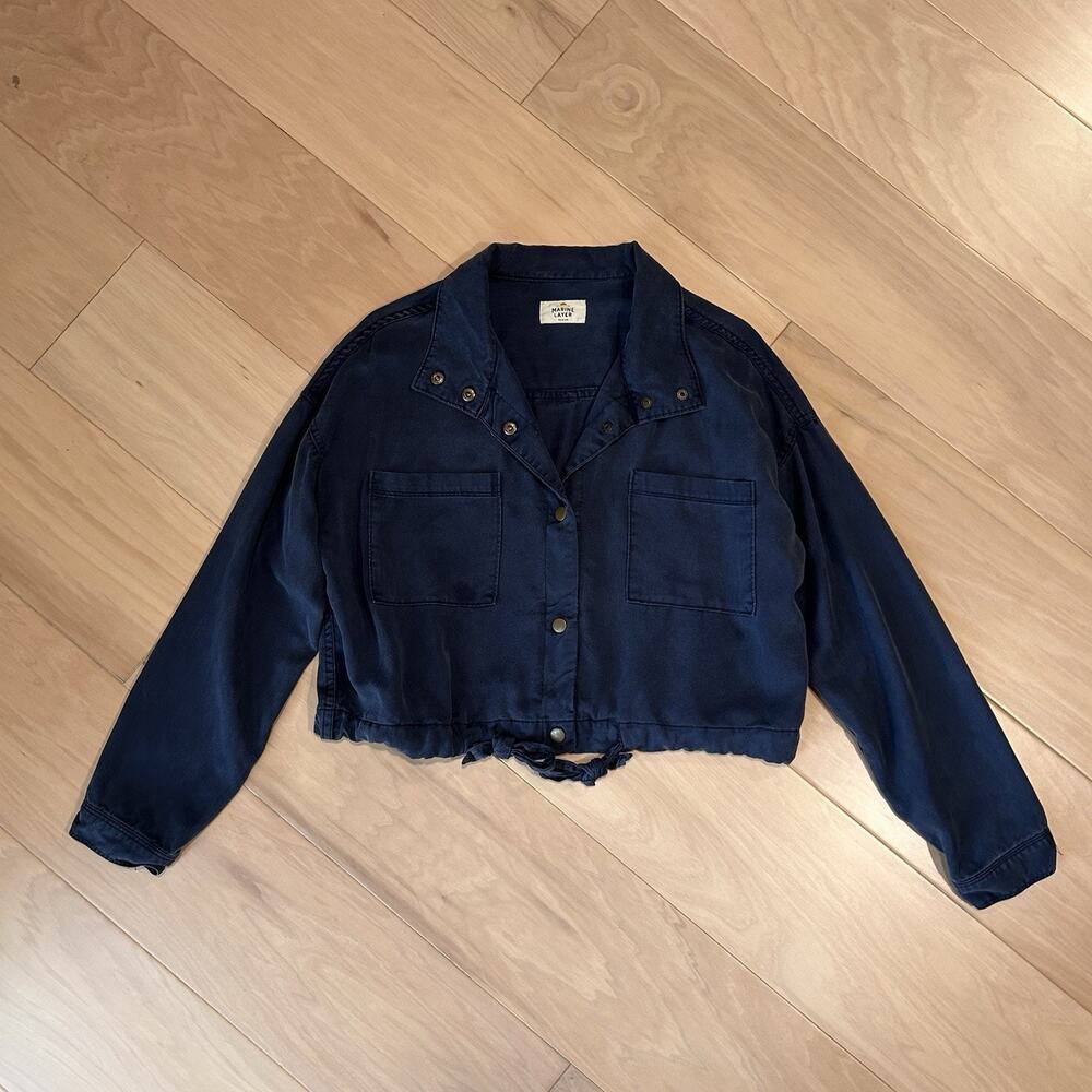 Marine Layer Drapery Snap Utility Jacket In Blue *Stain Women’s Medium